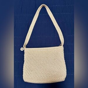 The Sak Cream Crochet Knit Small Shoulder Bag